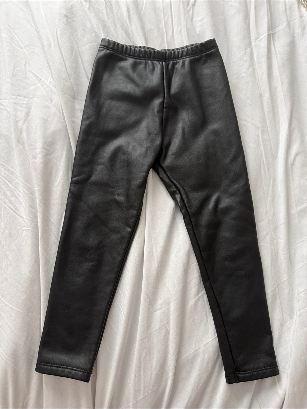 Zara Black Faux Leather Kids Leggings
